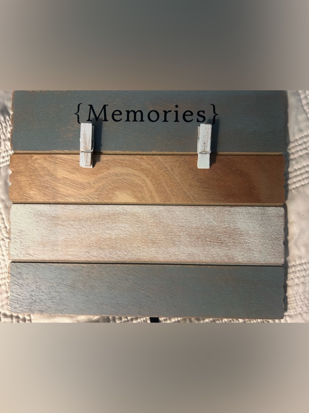 "Memories" Rustic Photo Display - Gray, White, Natural Wood